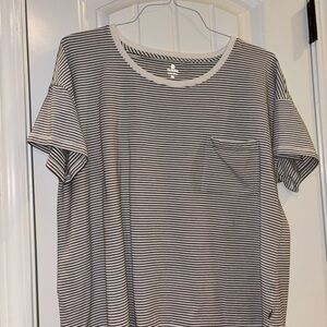 Talbots Classic Black and White Striped Tee